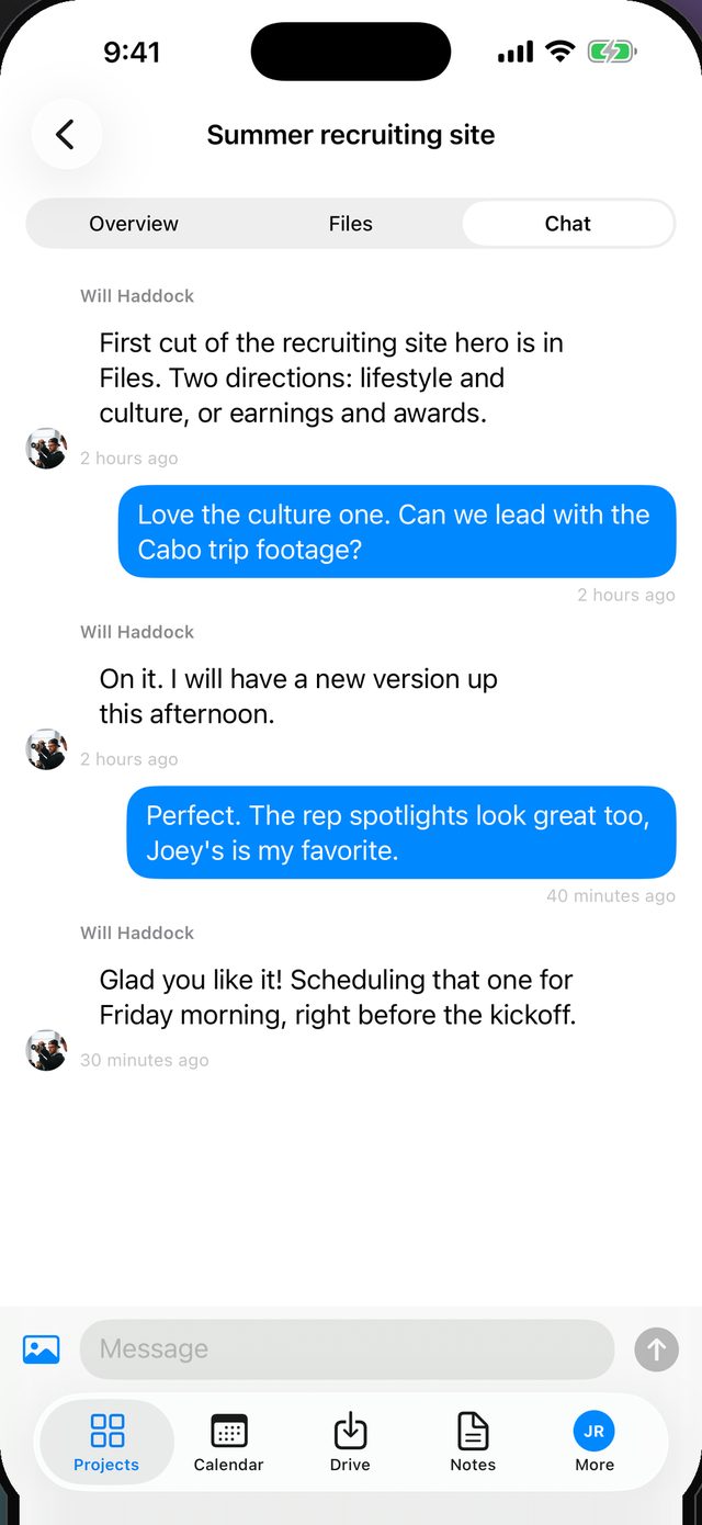 Project chat on iPhone
